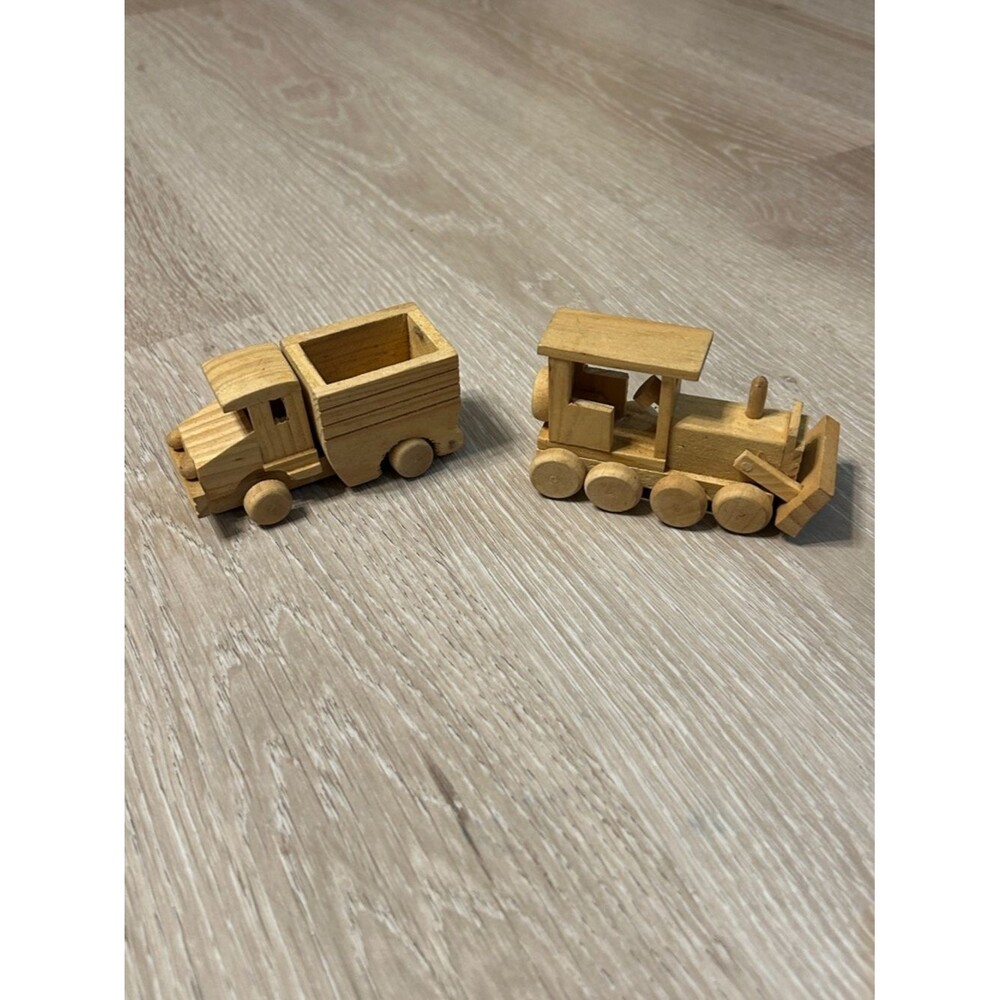 Wooden Toy Truck and Train  - Natural Wood - Unpainted